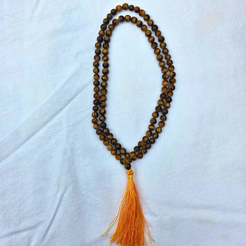 Tiger Eye Beaded Necklace 6mm & 8mm | Natural Golden Brown Gemstone Mala | Protection & Confidence Jewelry | Meditation Necklace | Crystal Jewelry