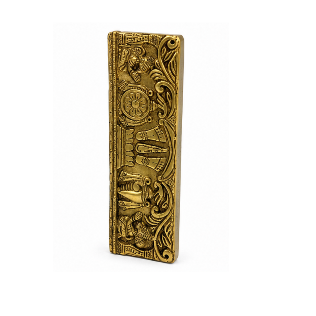Brass Vishnu Paduka Decorative Wall Plaque | Shankh Naman Chakra Plate for Main Door – Vastu Rectification | Brass Shankh Chakra Namah Wall Hanging