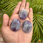 Amethyst Palmstone Set of 3 | Natural Purple Amethyst Crystal Stones | Polished Oval Palm Stones | Crystal Worry Stone