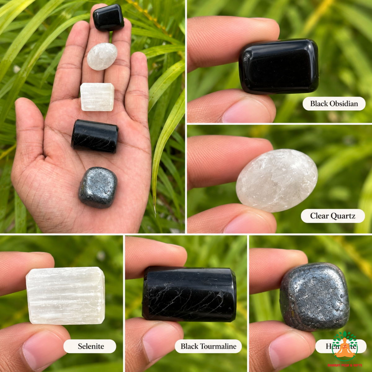 Protection & Shielding Tumble Stone Set – Polished Natural Gemstones | Tumbled Crystals Set | Spiritual Gift | Manifestation and Meditation Crystals