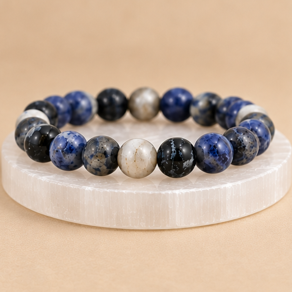 Natural Sodalite Crystal Bracelet | Crystal Jewelry | Meditation Yoga Bracelet | Crystal Gift for Men & Women