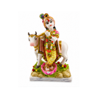 Krishna with Cow Murti | Handcrafted Lord Krishna with Gau Mata Statue