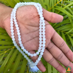 Natural Selenite Beaded Necklace | 13 Inch White Crystal Mala | Meditation & Yoga Necklace | White Crystal Necklace | Spiritual Jewelry
