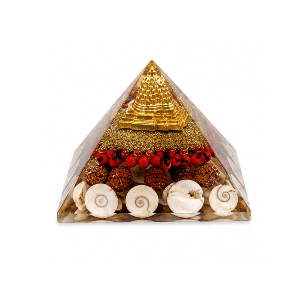 Gomti Rudraksha Shree Yantra Pyramid | Maha Lakshmi Pyramid | Orgonite Pyramid | Vastu Pyramid | Feng Shui Home Decor