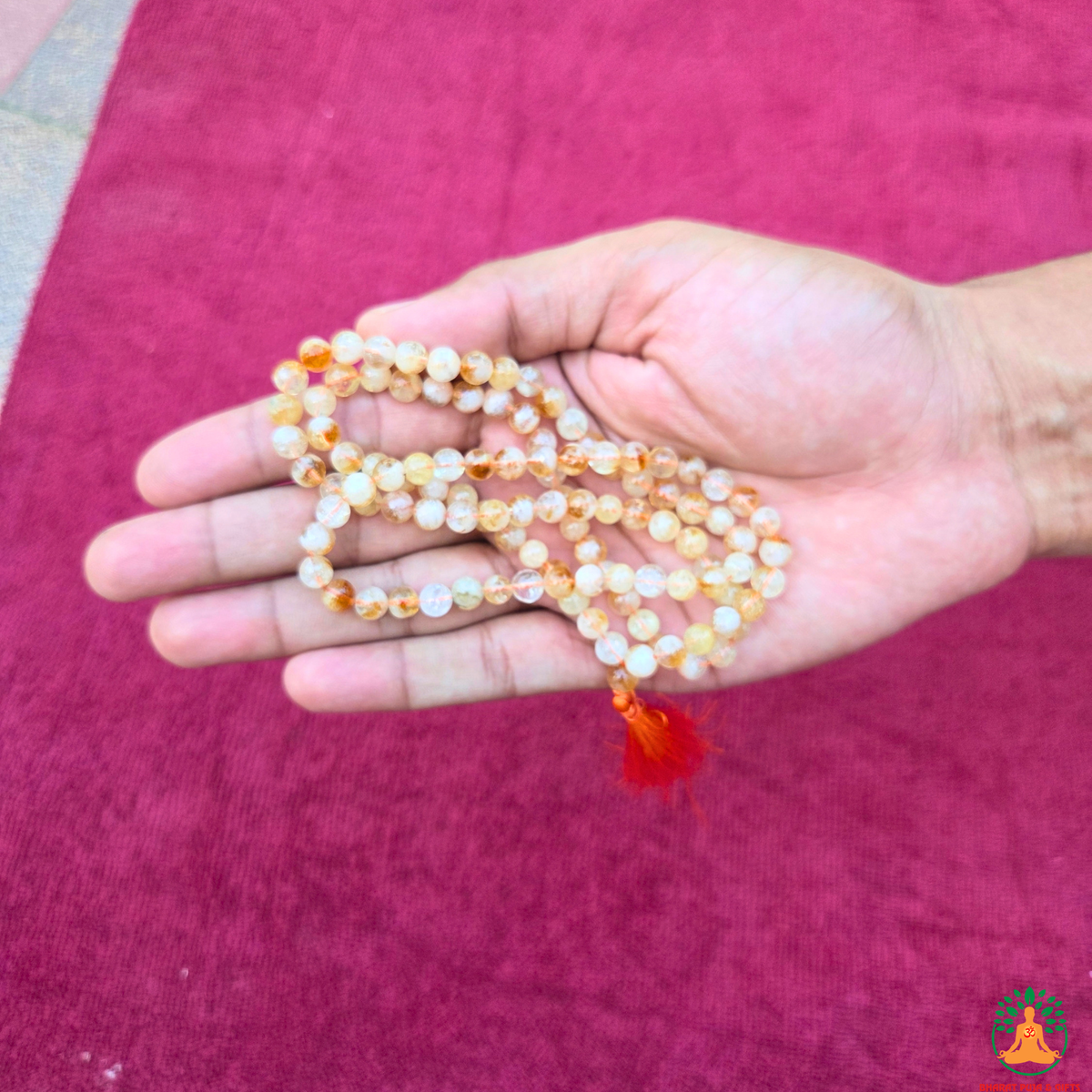 Natural Citrine Necklace | 13 Inch Golden Yellow Gemstone Mala | Prosperity & Abundance Jewelry | Meditation and Yoga Necklace | Orange Crystal Necklace