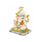 White Ganesha Idol| White & Gold / White with Orange Modak | Ganapati Murti