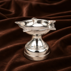 Pure Silver Lotus Pedestal Diya | 999 Fine Silver Puja Oil Lamp