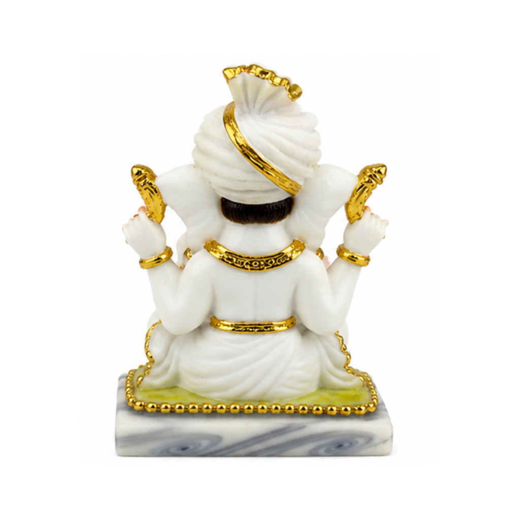 White Ganesha Idol| White & Gold / White with Orange Modak | Ganapati Murti