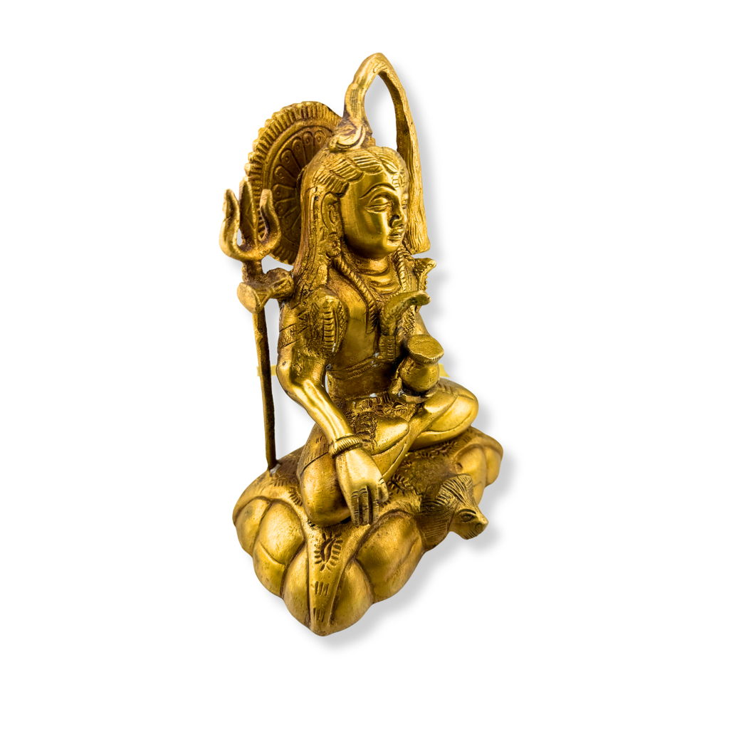 Brass Lord Shiva Statue – Meditative Pose | Handcrafted Brass Lord Shiva Murti | Brass Mahadeva Shivshankar Idol