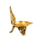 Brass Diya with Decorative Back | Traditional Brass Oil Lamp | Diwali Diya