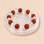 Rudraksha Sphatik Bracelet | Rudraksha & Clear Quartz Bracelet | Spiritual Meditation Jewelry | Prayer Bracelet | Natural Rudraksha Jewelry Gift