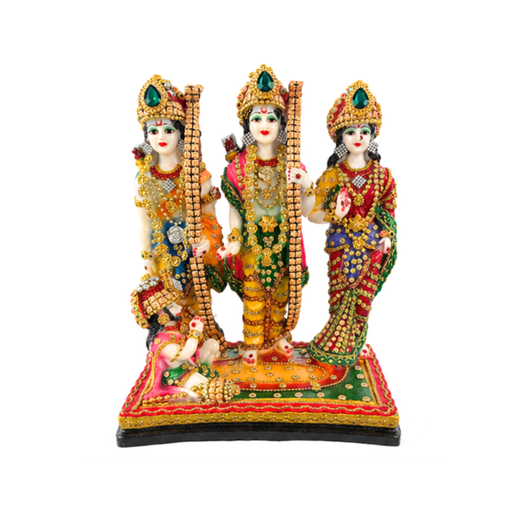 Decorative Large Ram Darbar Idol  | Traditional Lord Rama, Sita & Lakshman Murti