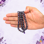 Amethyst Beaded Necklace 6mm & 8mm | Natural Purple Gemstone Mala | Meditation & Spiritual Jewelry | Purple Crystal Necklace | Spiritual Yoga Necklace