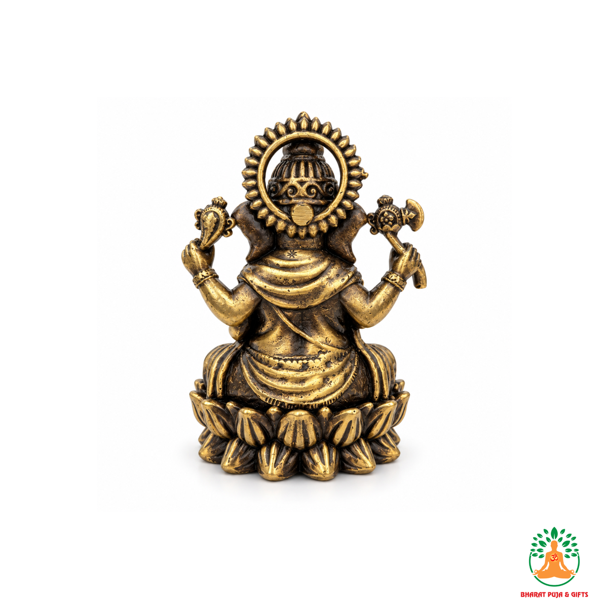 Antique Brass Ganesha Idol on Lotus Base – Small & Large Sizes for Puja & Home Temple