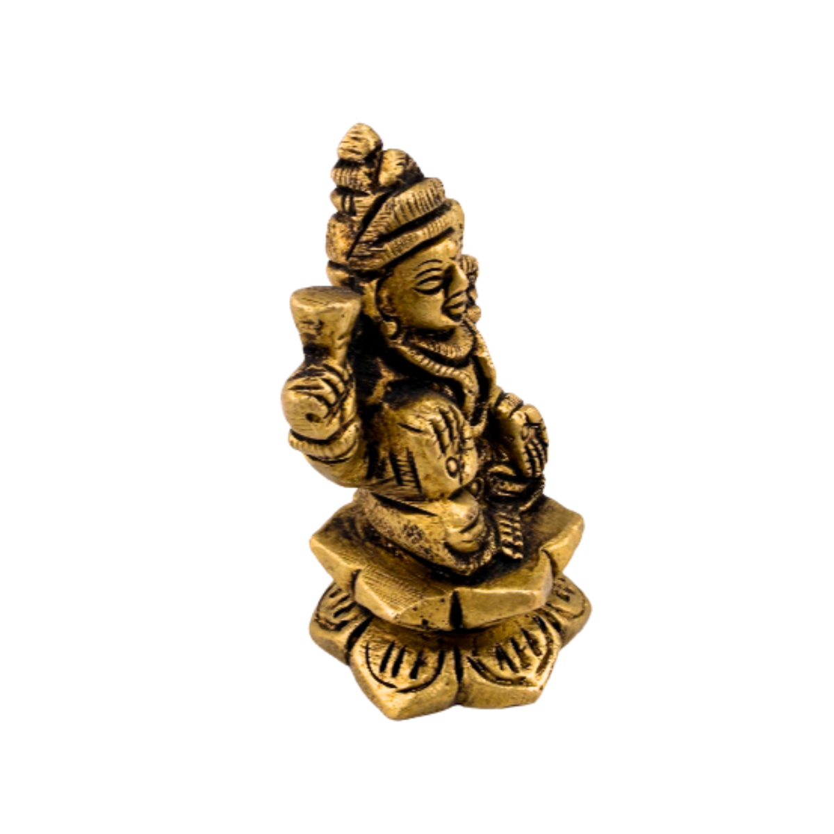 Brass Goddess Lakshmi Idol | Seated Lakshmi Murti | Brass Laxmi Statue