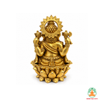 Lord Ganesha Idol on Lotus Base – Antique Gold Tone Hindu Statue2