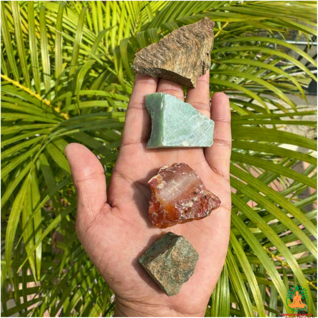 Prosperity Abundance Raw Stone Set | Tiger Eye Green Aventurine Carnelian Pyrite Natural Crystal Set | Meditation Stones | Spiritual Gift