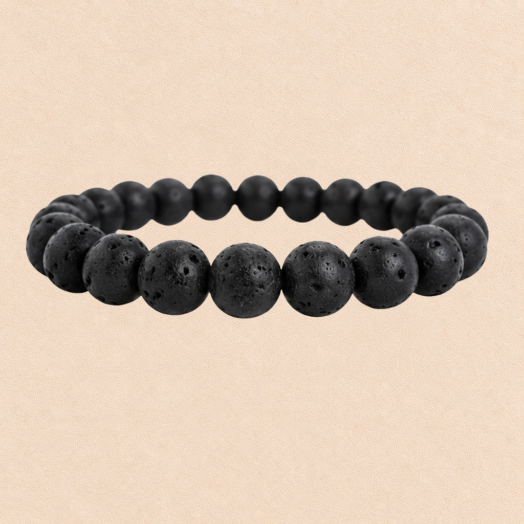 Natural Lava Stone Bracelet | Black Volcanic Stone Bracelet | Grounding & Strength Jewelry | Meditation Bracelet | Gift for Men & Women