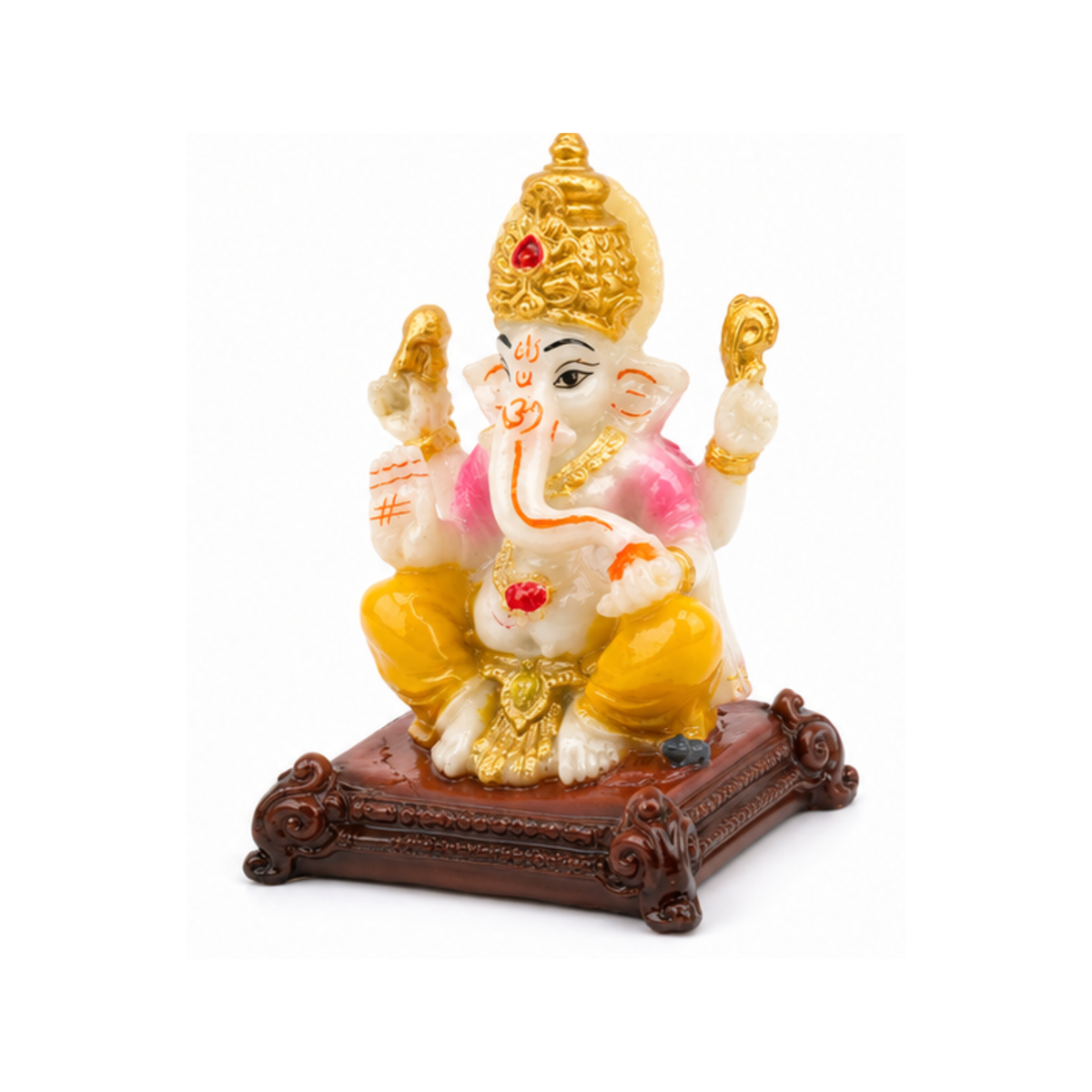 Small Ganesha on Chowki Idol | Traditional Hindu Deity Statue | Ganpati Murti