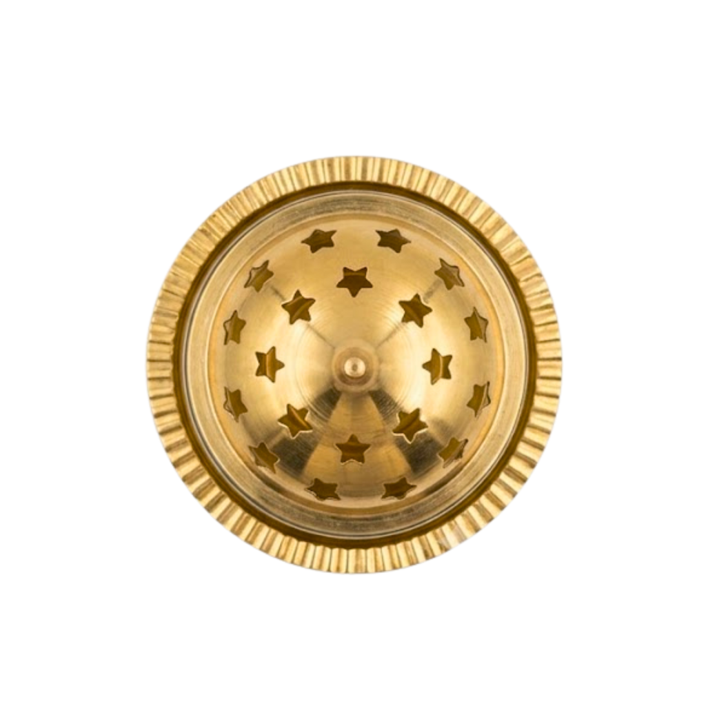 Brass Diya with Glass Cover & Star-Shaped Cap | Decorative Wind-Protected Oil Lamp