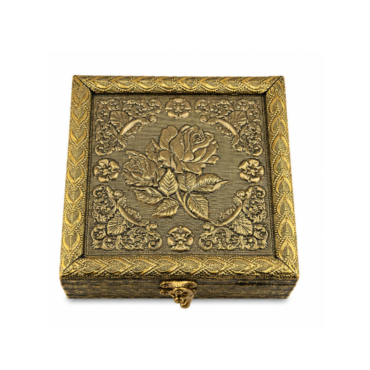 Royal Antique Gold Rose Embossed Dry Fruit Gift Box