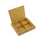 Royal Gold Peacock Floral 4-Compartment Dry Fruit Gift Box