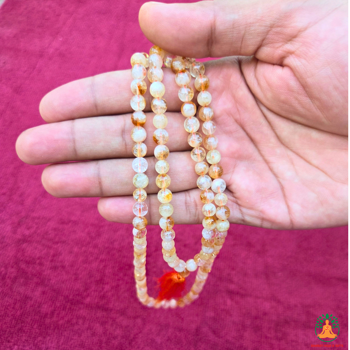 Natural Citrine Necklace | 13 Inch Golden Yellow Gemstone Mala | Prosperity & Abundance Jewelry | Meditation and Yoga Necklace | Orange Crystal Necklace
