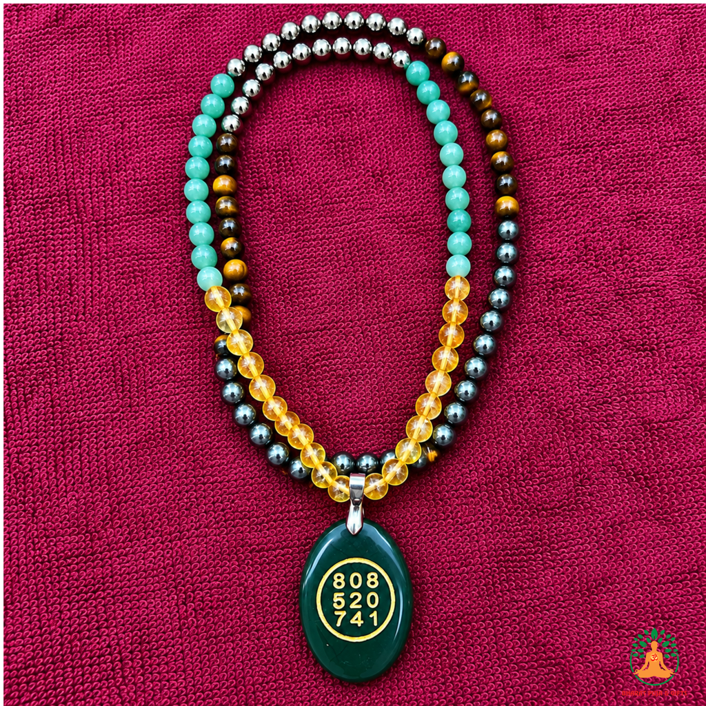 Money Magnet with Zibu Necklace | Natural Gemstone Mala 13 Inch | Prosperity & Abundance Jewelry | Crystal Necklace