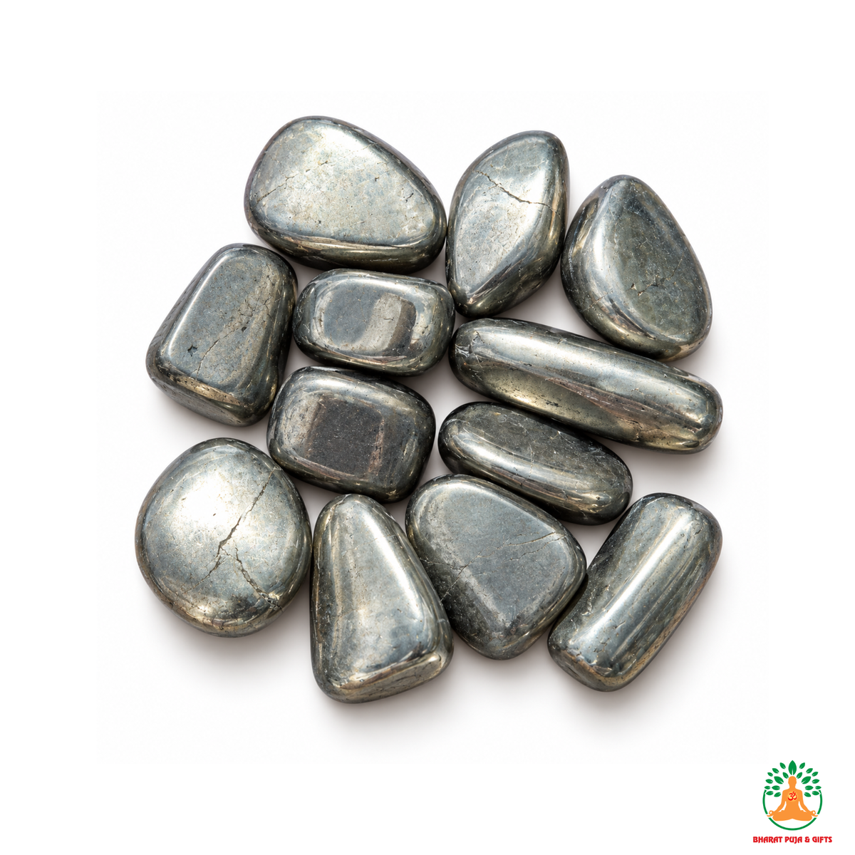 Natural Pyrite Tumble Stone – Polished Pyrite Gemstones | Manifestation Healing and Meditation Crystals