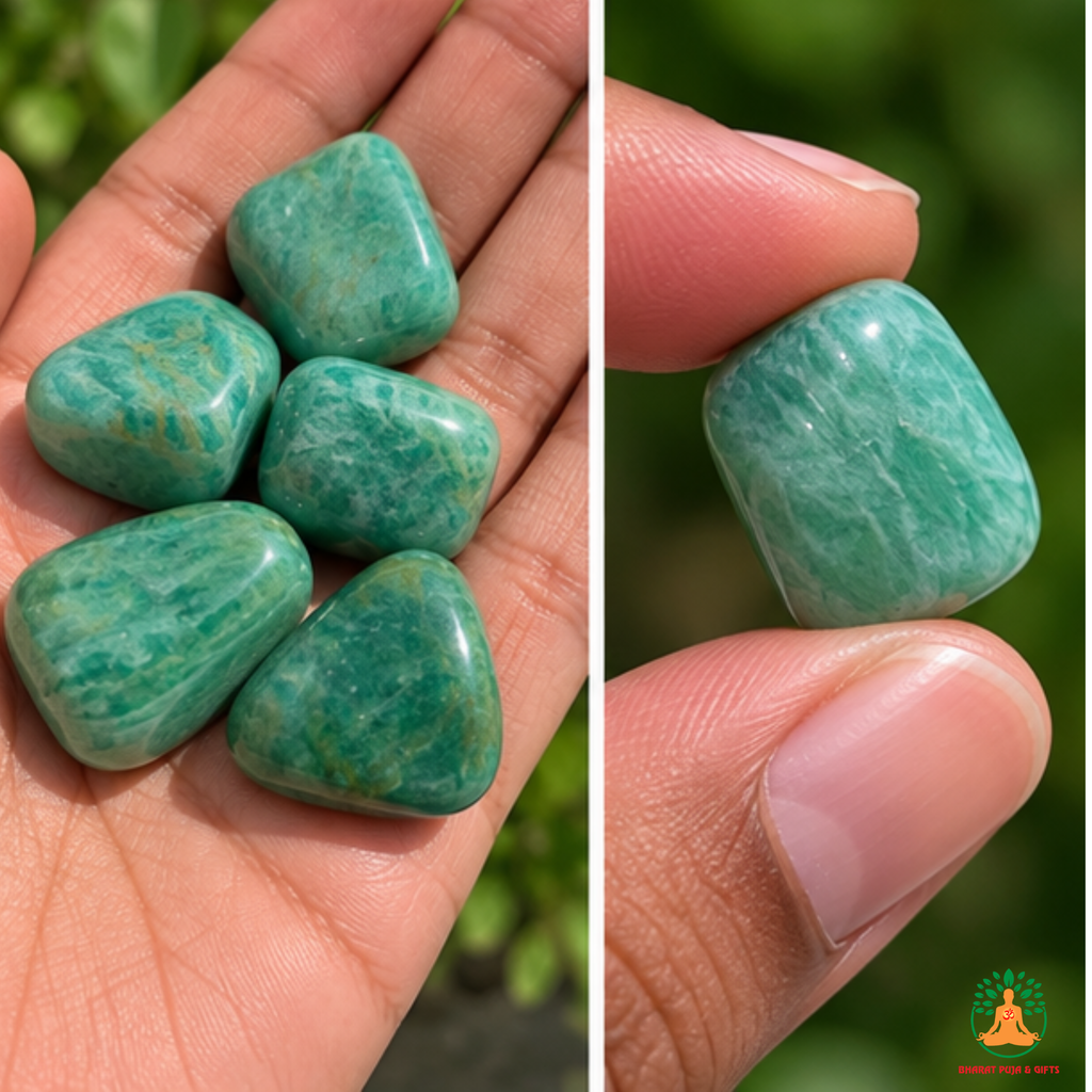 Natural Amazonite Tumble Stones – Polished Green Gemstones | Manifestation Healing and Meditation Crystals
