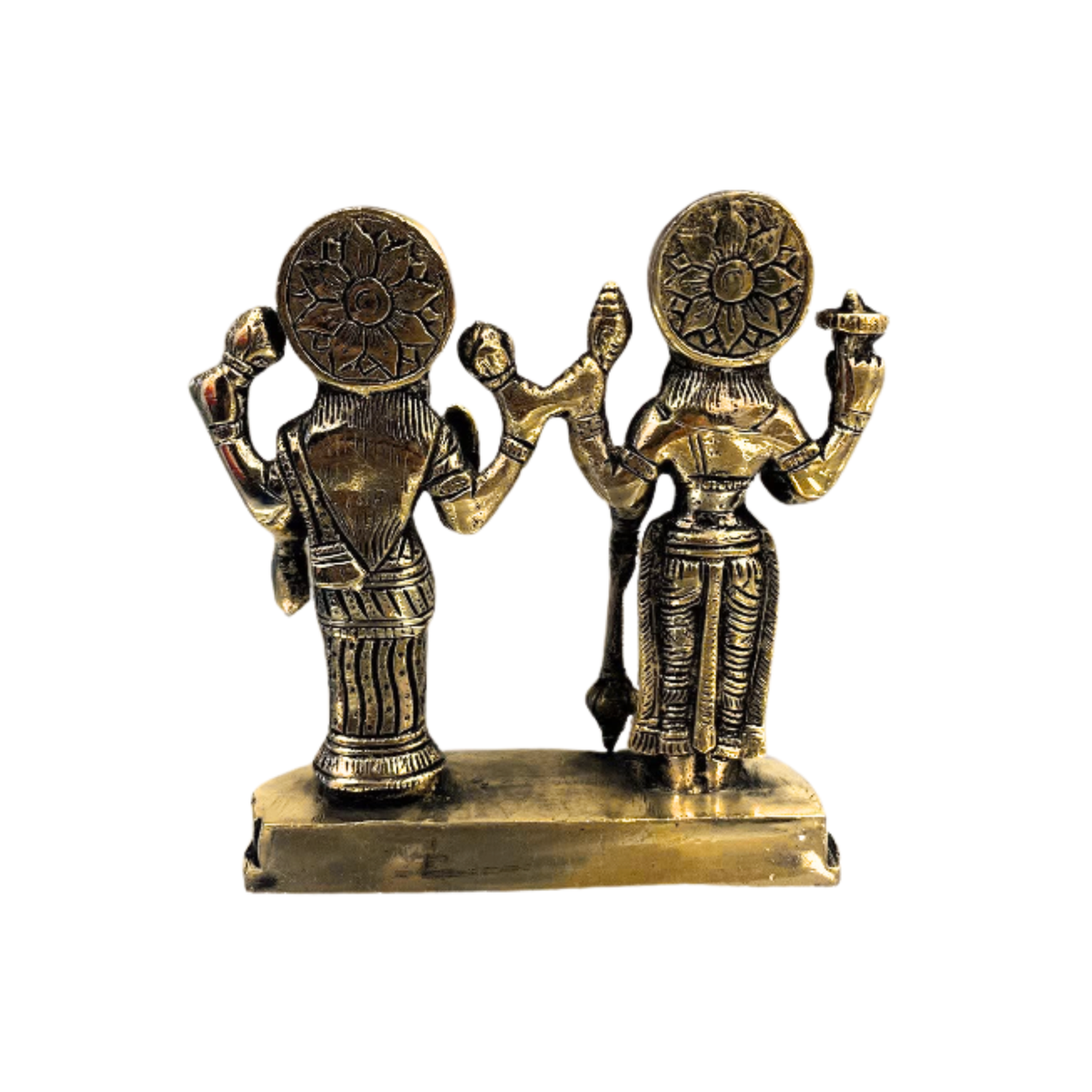 Brass Vishnu and Lakshmi Idol | Lord Visnu and Laxmi Murti | Brass Lakshmi Narayana Statue | Home Temple Laxmi Narayana
