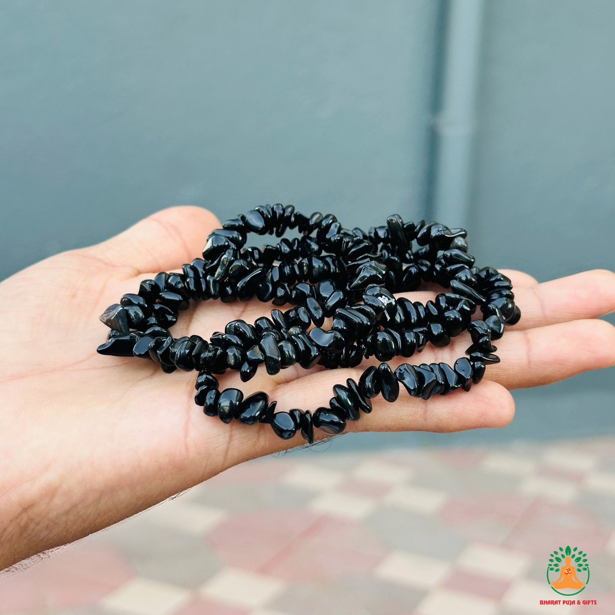 Black Obsidian Chips Crystal Necklace | Black Obsidian Beaded Necklace | Gemstone Necklace