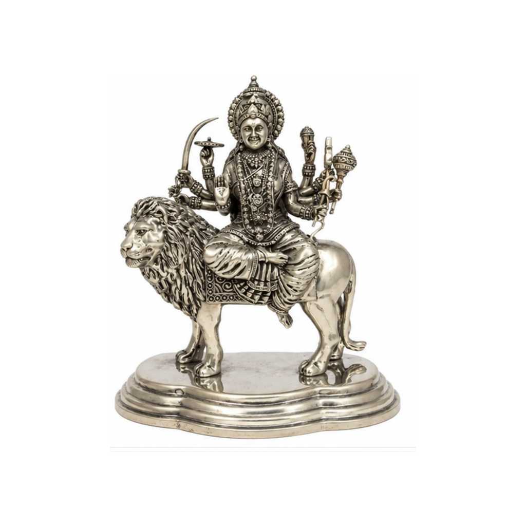 Silver Durga Devi Idol | Silver Durga Ma Statue | Goddess Durga Murti
