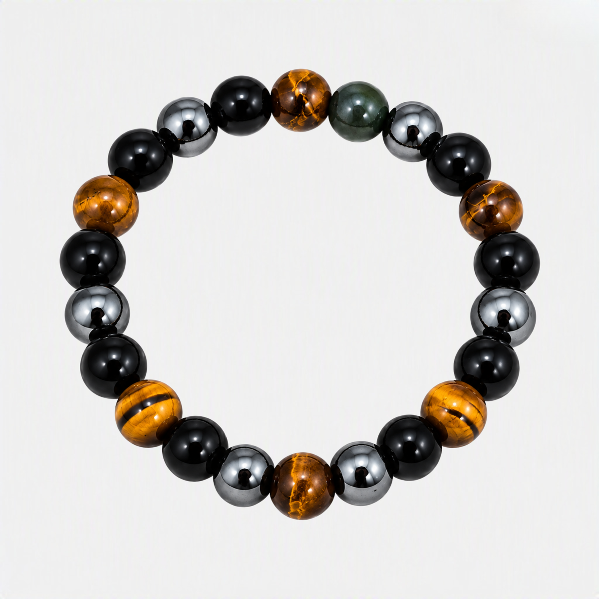 Triple Chakra Bracelet | Black Obsidian Hematite Tiger Eye Bracelet | Grounding & Protection Jewelry | Chakra Inspired Crystal Bracelet