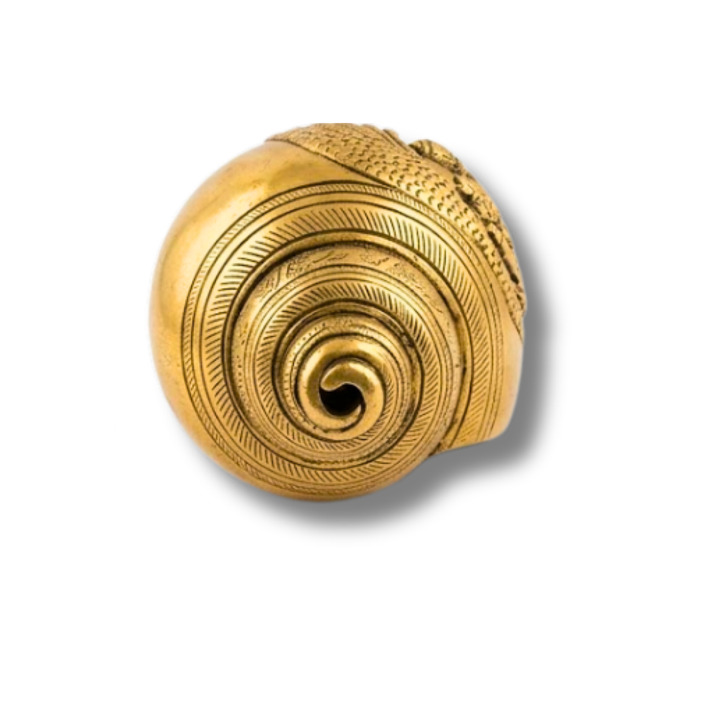 Brass Shankh | Decorative Brass Conch Shell with Lord Vishnu Design