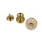 Brass Diya with Round Gem Cover | Decorative Crystal Brass Oil Lamp