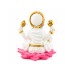 White Ganesha on Pink Lotus | Traditional Lord Ganesha Idol | Ganapati for Puja Home Decor Mandir