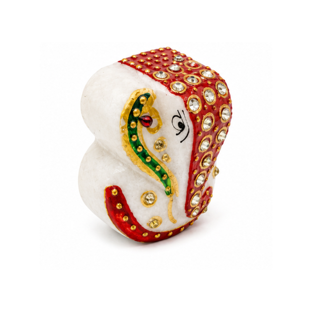 Marble Ganesha Idol | Decorative Stone Ganesha Murti | Ganpati Statue for Car Dash Home Decor