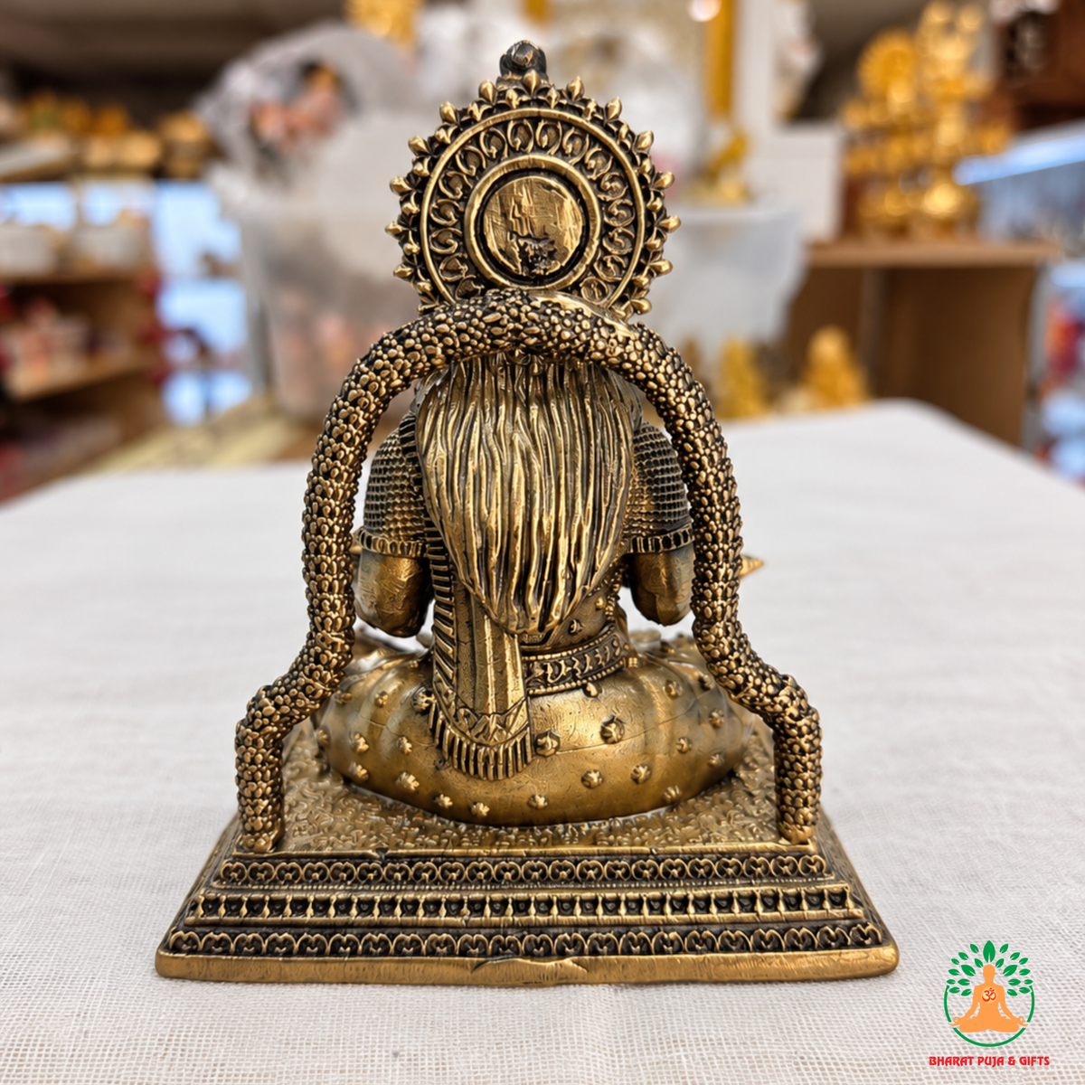 Annapurna Mata Idol – Antique Gold Tone Hindu Goddess Statue for Puja