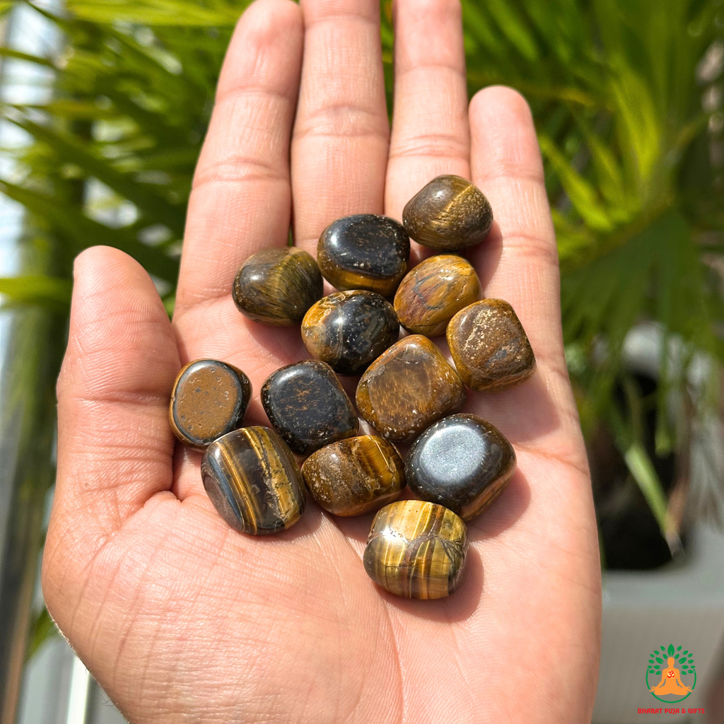 Natural Tiger Eye Tumble Stone – Polished Tigers Eye Gemstones | Manifestation Healing and Meditation Crystals