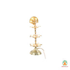 5 Step Brass Samai | Brass Lotus 5-Step Diya | Traditional Pooja Aarti Oil Lamp Arti Deepak Deepam for Home Temple, Mandir,