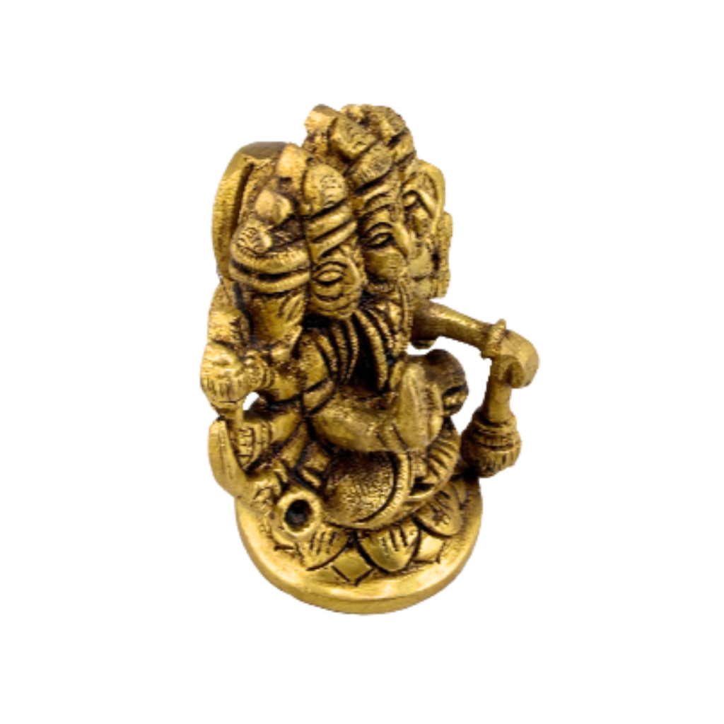 Brass Panchmukhi Hanuman Idol | Seated Five-Faced Hanuman Statue | Brass Panchamukhi Bajrangbali Murti