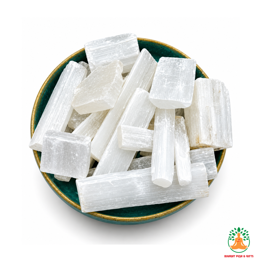 Selenite Raw Crystals – Natural Rough Unpolished Selenite Stones | White Manifestation Healing and Meditation Crystals
