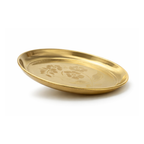 Brass Thali with Flower Design 8.5 inch | Brass Plate with Flowers | Brass Aarti Puja Thali