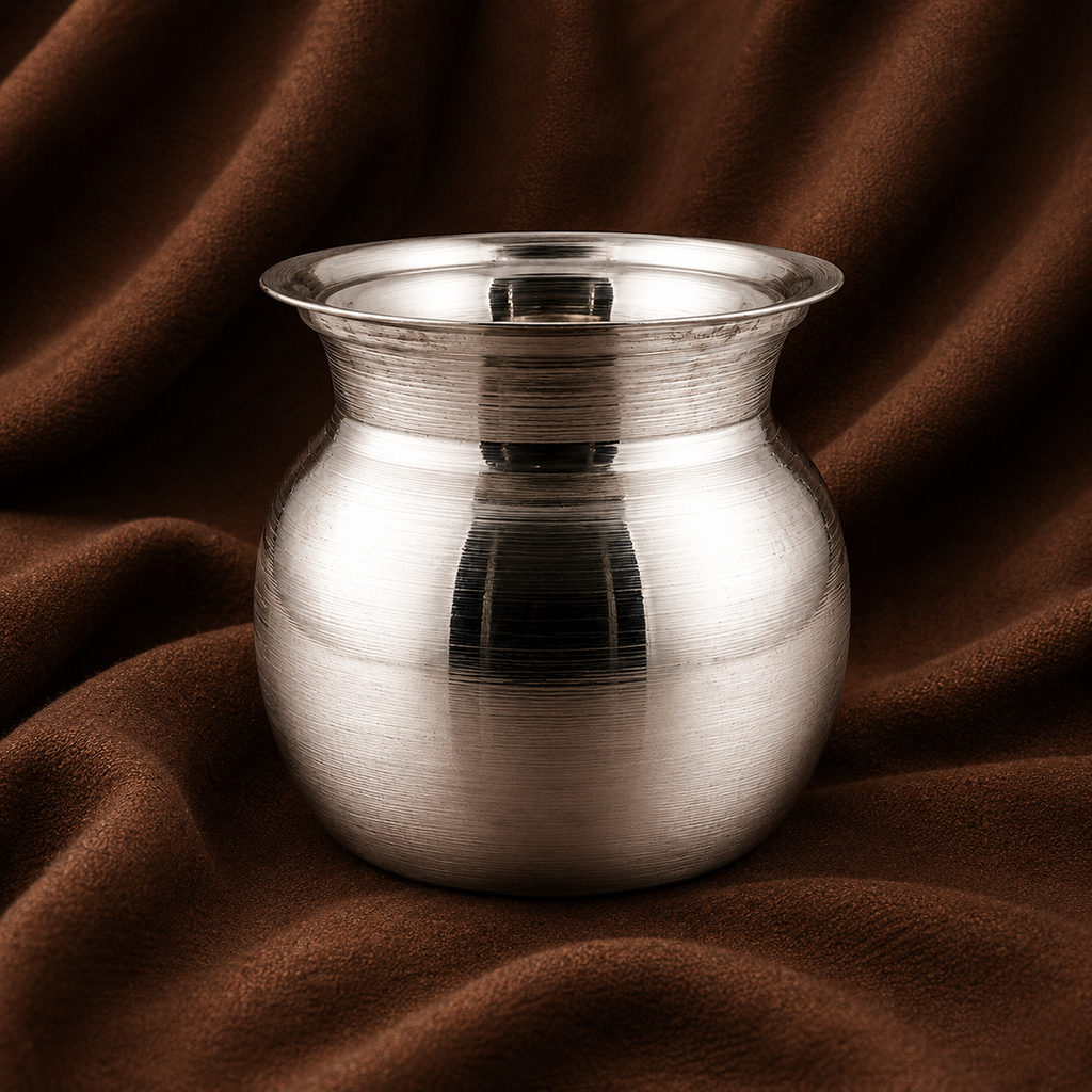 Pure Silver Pooja Kalash | Traditional Hindu Ritual Vessel | Silver Water Pot | Silver Gangajal Lota