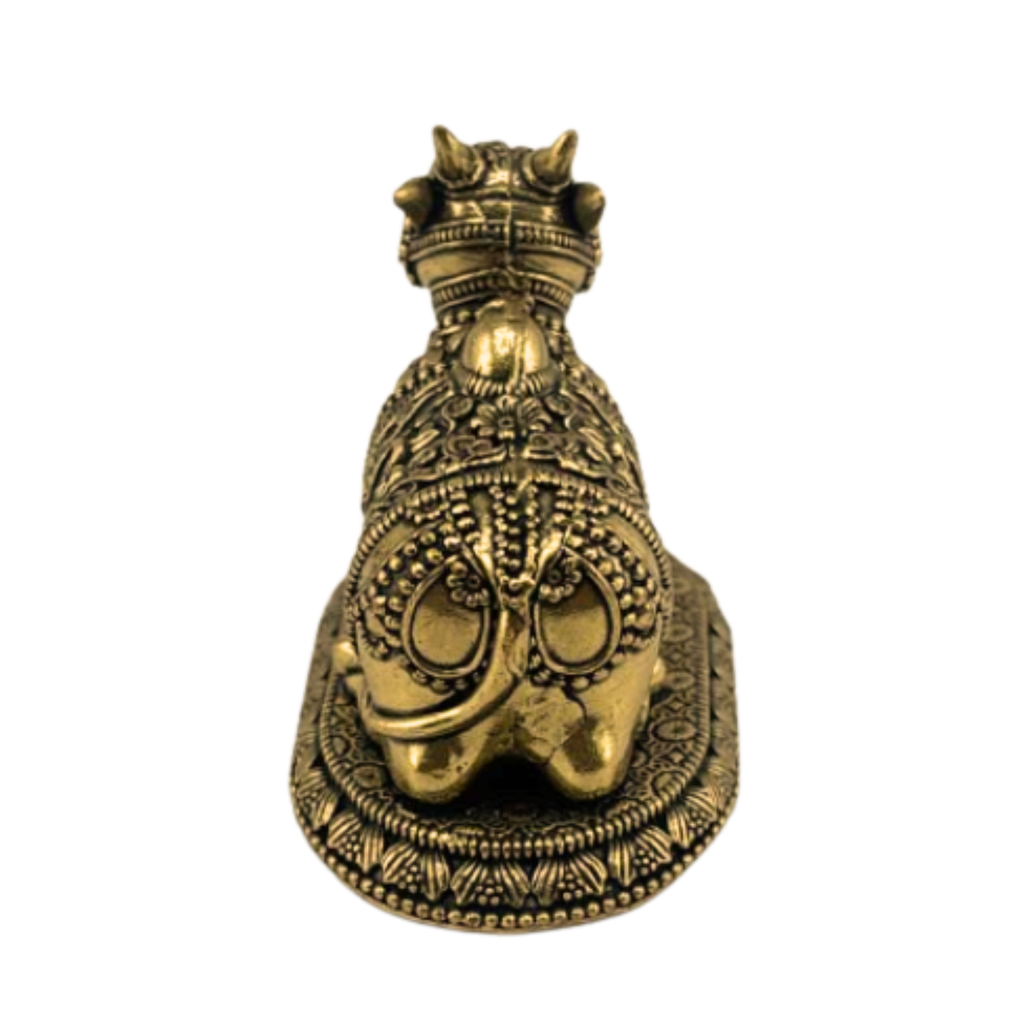 Panchaloha Decorative Nandi Bull Idol | Panchdhatu Nandi Murti | Panchalogam Sacred Bull of Lord Shiva
