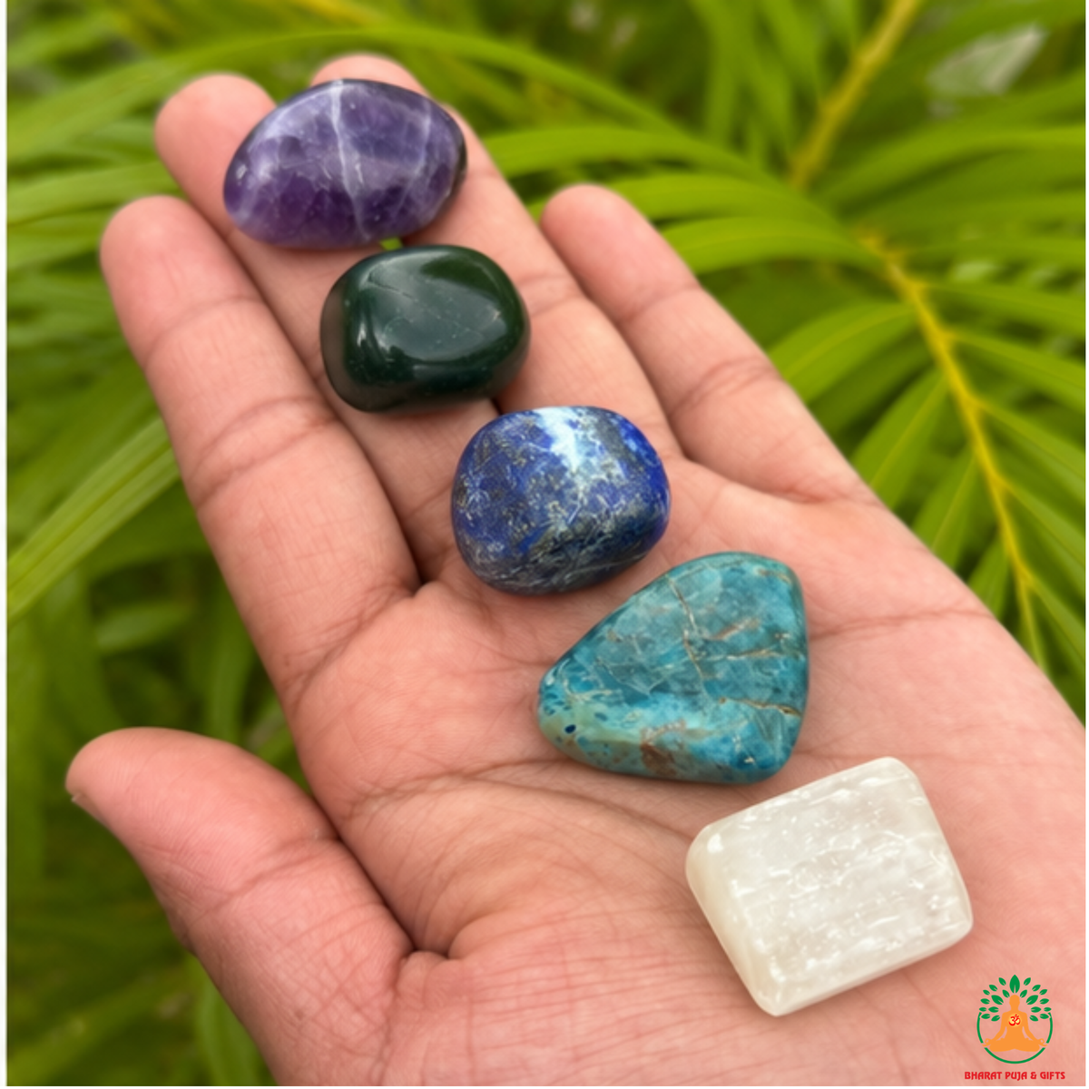 Stress Relief Tumble Stone Set – 5 Polished Gemstones for Calmness, Relaxation, Emotional Balance & Meditation