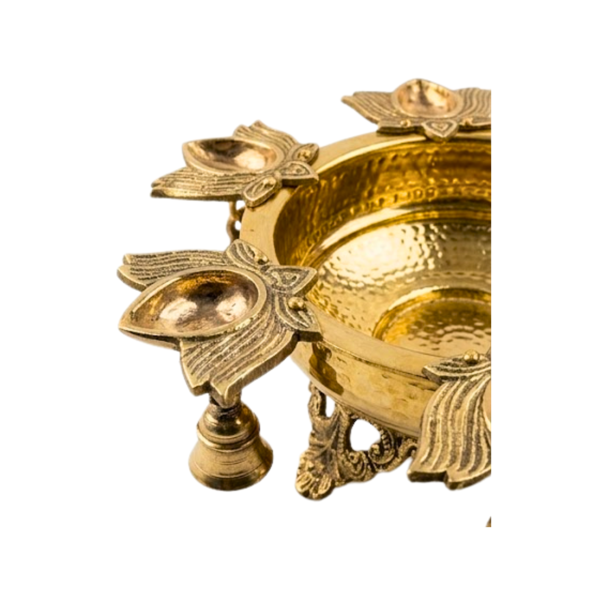 Brass Decorative Bowl with Hanging Bells | Traditional Urli Diya Bowl | Premium Diwali Decor