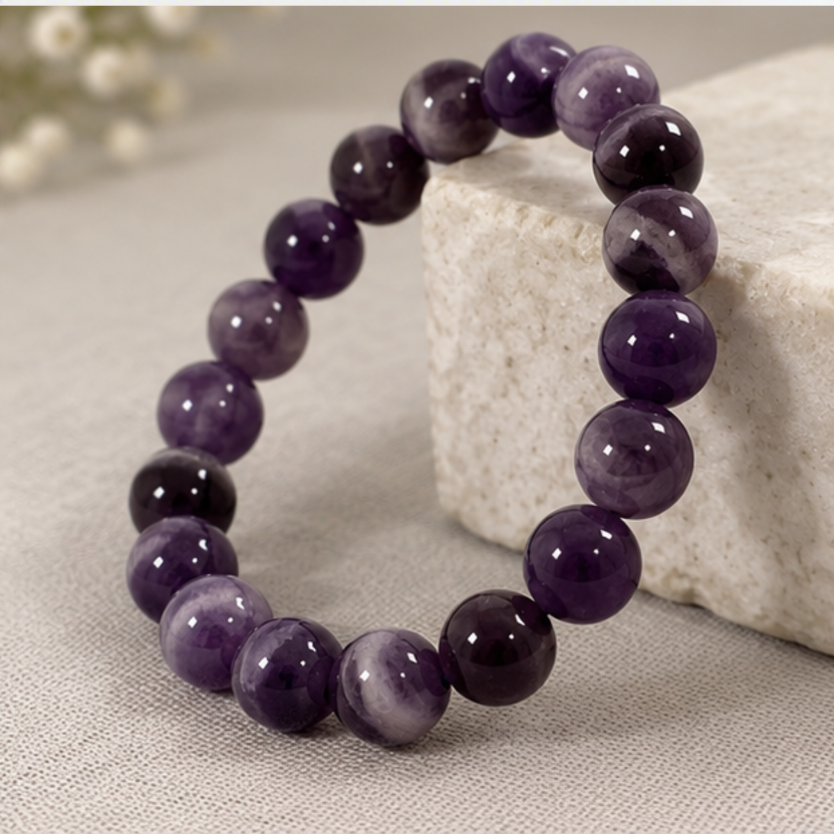 Natural Amethyst Bracelet | Purple Crystal Gemstone Bracelet | Meditation & Spiritual Jewelry | Amethyst Healing Bracelet | Gift for Men and Women