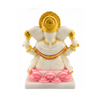 White Ganesha on Pink Lotus Idol | Lord Ganesha Murti for Home Mandir Puja | Ganpati Statue